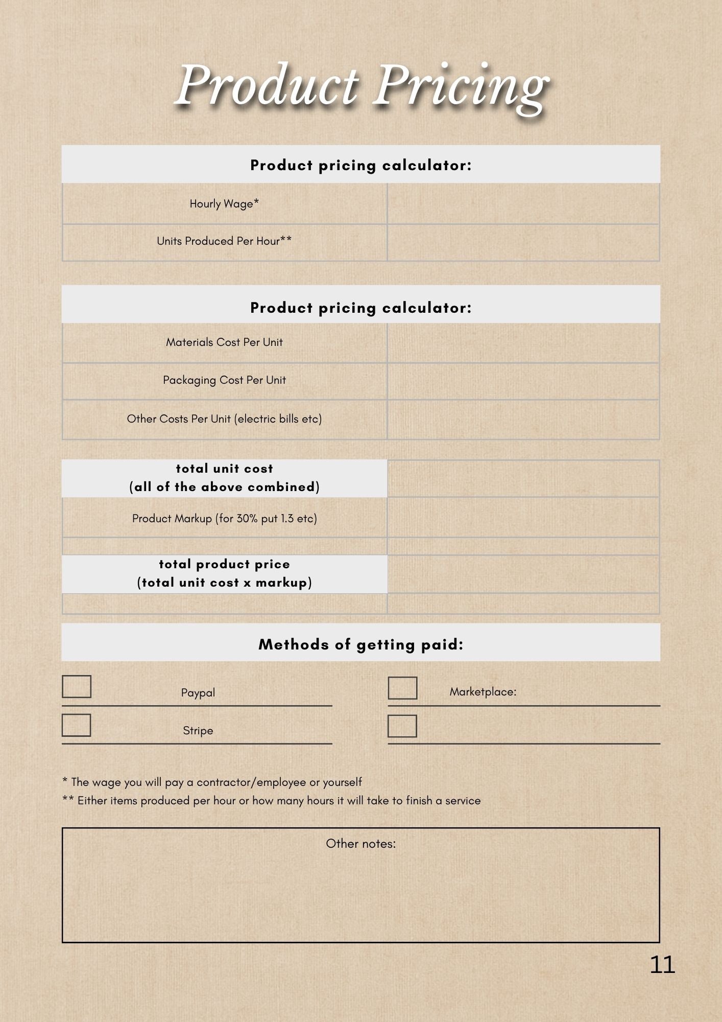 Handmade Business Planner