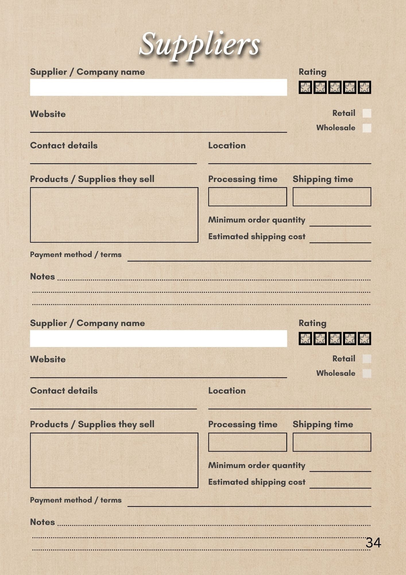 Handmade Business Planner
