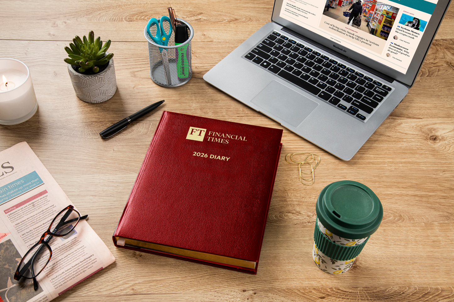 2026 Desk Diary - Week-to-View Planner - Claret (DCC-26)